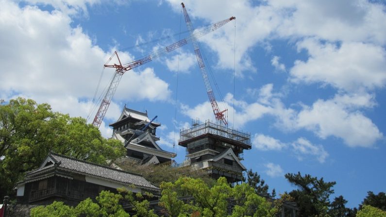 熊本地震から3年　復旧の進む熊本城天守閣