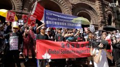 【動画ニュース】トロントの香港支持デモ 中国人留学生の妨害で出発できず
